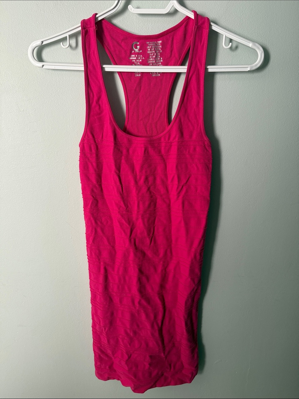 G by Guess Hot Pink Ribbed Racerback Tank Size XS